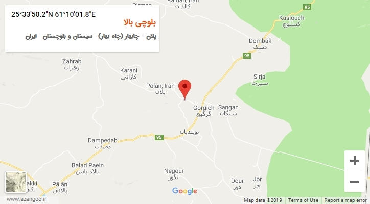 روستای بلوچی بالا بر روی نقشه