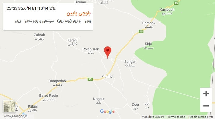 روستای بلوچی پایین بر روی نقشه