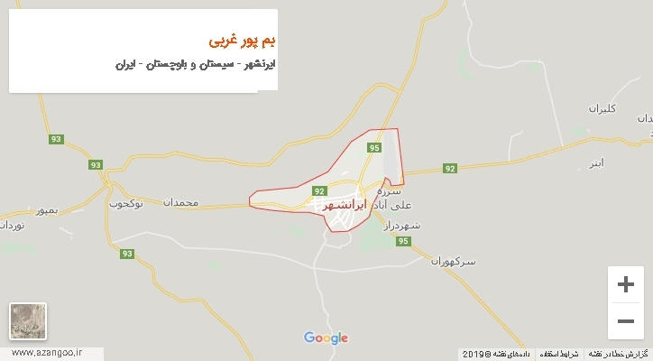 دهستان بم پور غربی بر روی نقشه