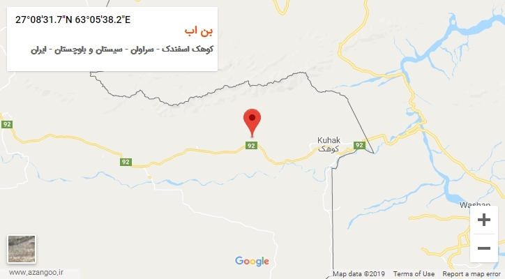 روستای بن اب بر روی نقشه