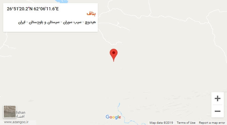 روستای بناف بر روی نقشه