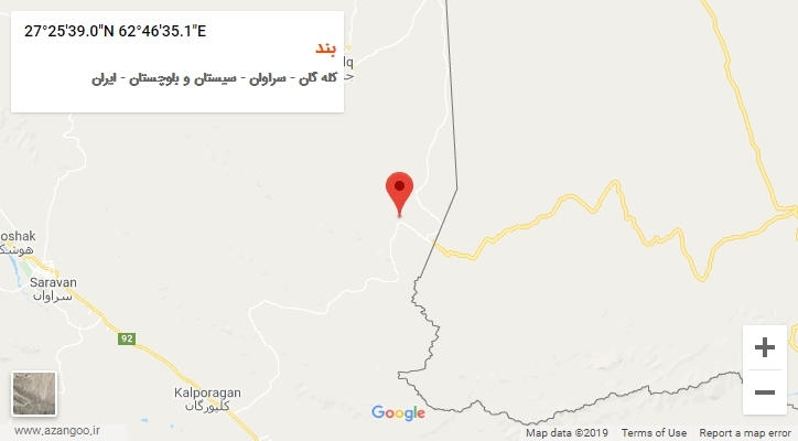 روستای بند بر روی نقشه