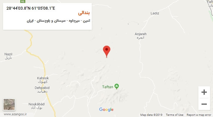 روستای بندالی بر روی نقشه