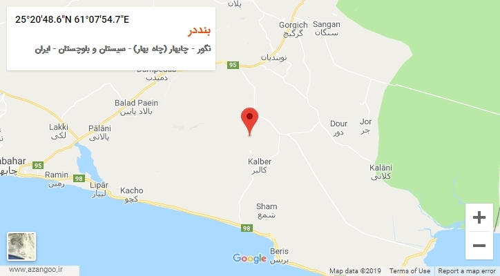 روستای بنددر بر روی نقشه