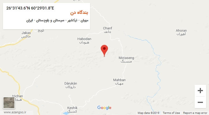 روستای بندگاه دن بر روی نقشه