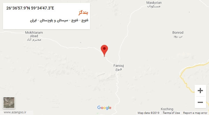 روستای بندگز بر روی نقشه