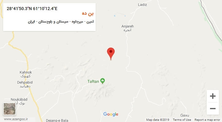 روستای بن ده بر روی نقشه