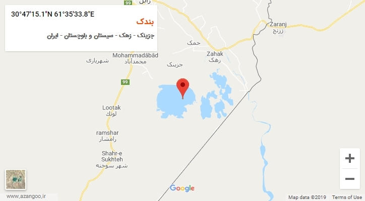 روستای بندک بر روی نقشه