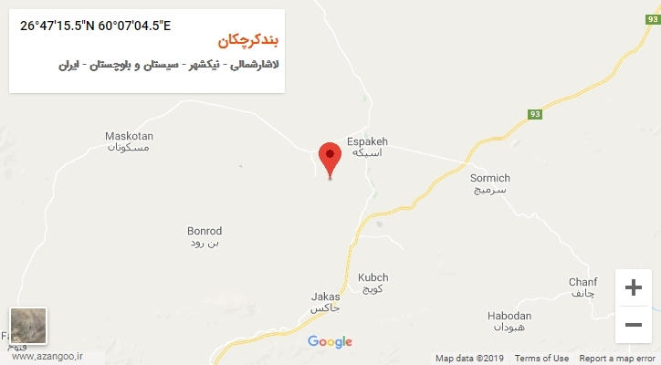 روستای بندکرچکان بر روی نقشه