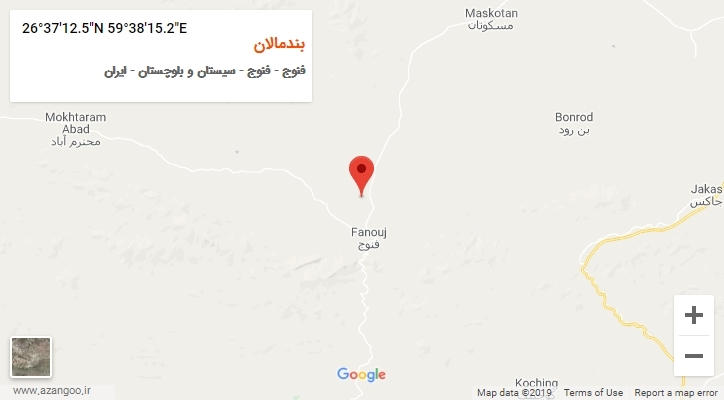 روستای بندمالان بر روی نقشه