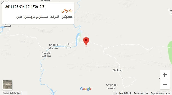 روستای بندوکی بر روی نقشه