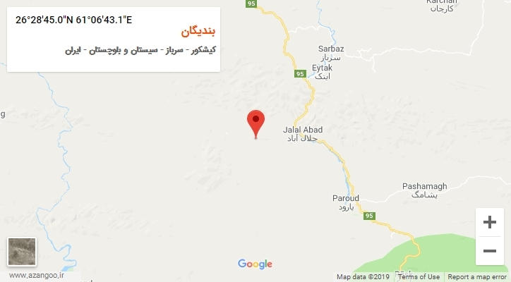روستای بندیگان بر روی نقشه