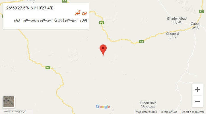 روستای بن گیر بر روی نقشه
