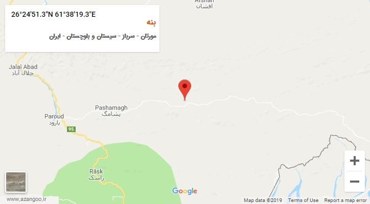 روستای بنه بر روی نقشه