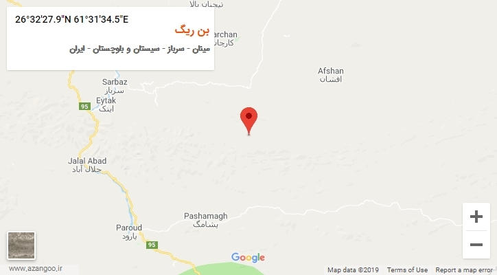 روستای بن ریگ بر روی نقشه