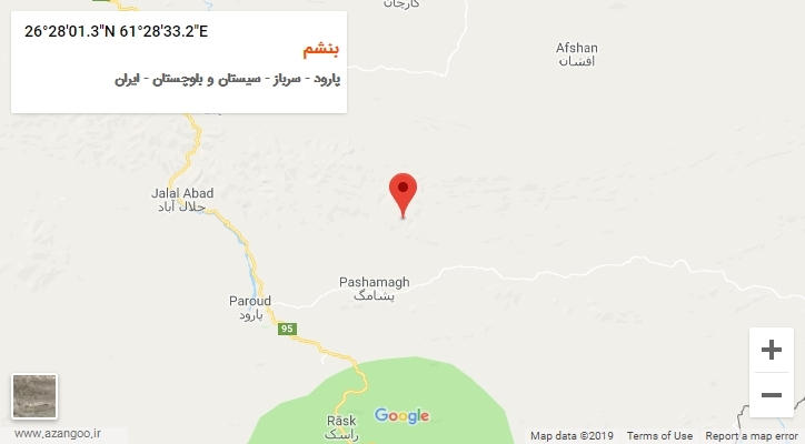 روستای بنشم بر روی نقشه