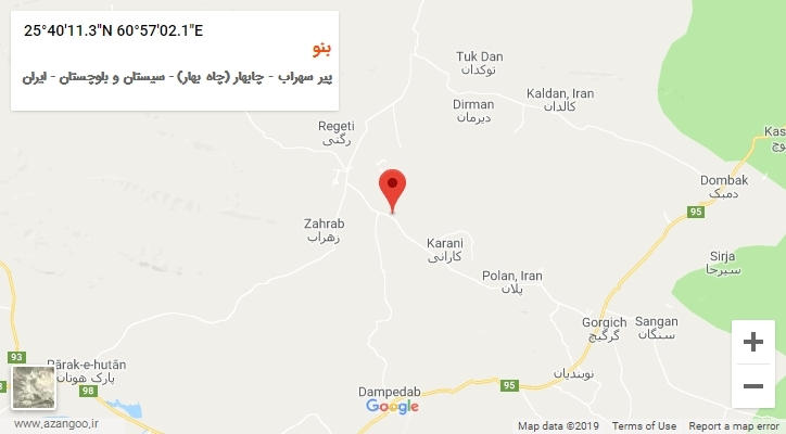 روستای بنو بر روی نقشه