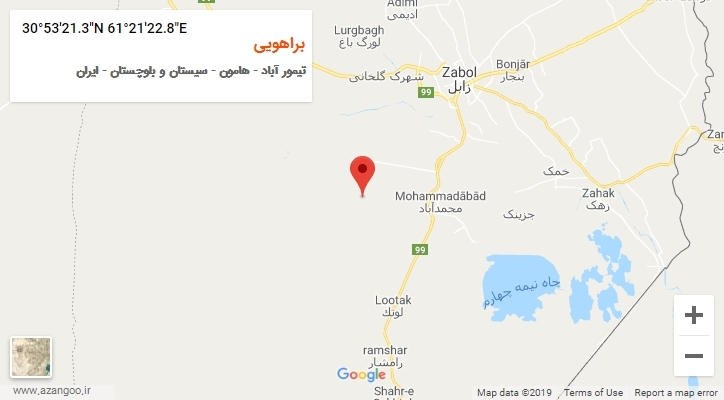 روستای براهویی بر روی نقشه