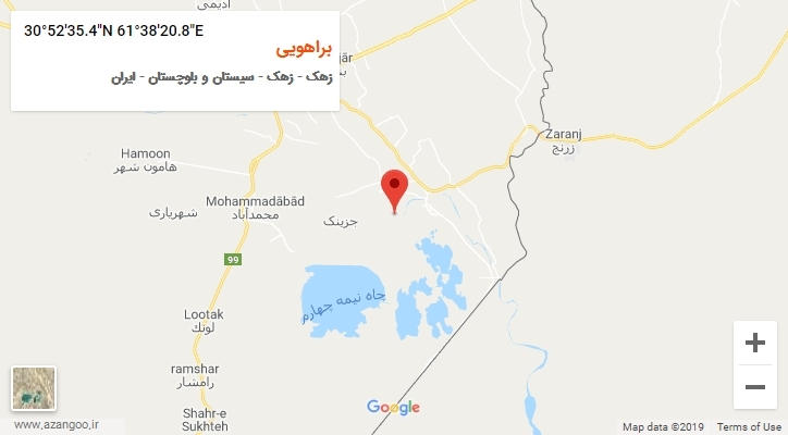 روستای براهویی بر روی نقشه