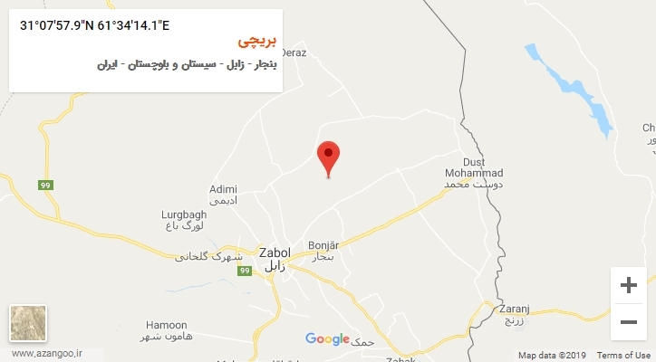 روستای بریچی بر روی نقشه