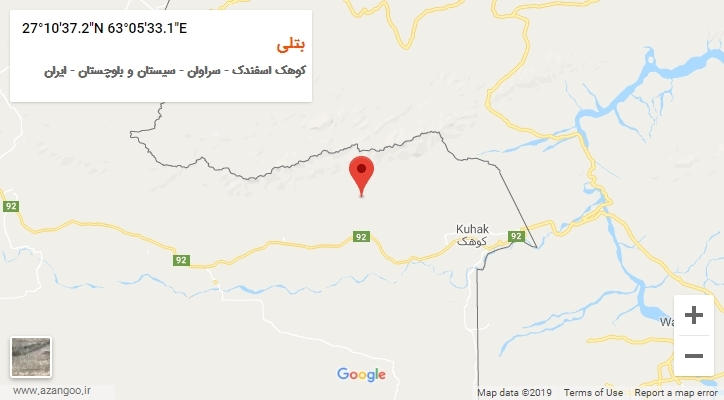 روستای بتلی بر روی نقشه