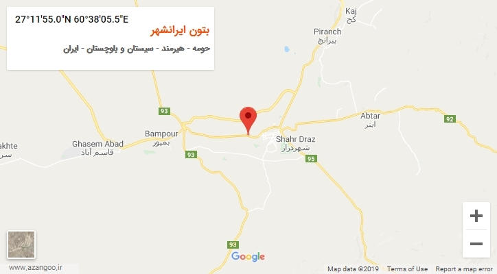 روستای بتون ایرانشهر بر روی نقشه