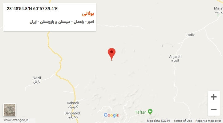 روستای بولانی بر روی نقشه