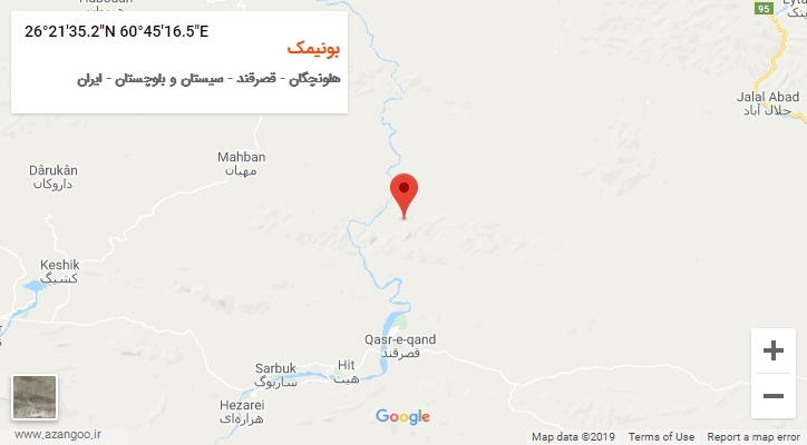 روستای بونیمک بر روی نقشه
