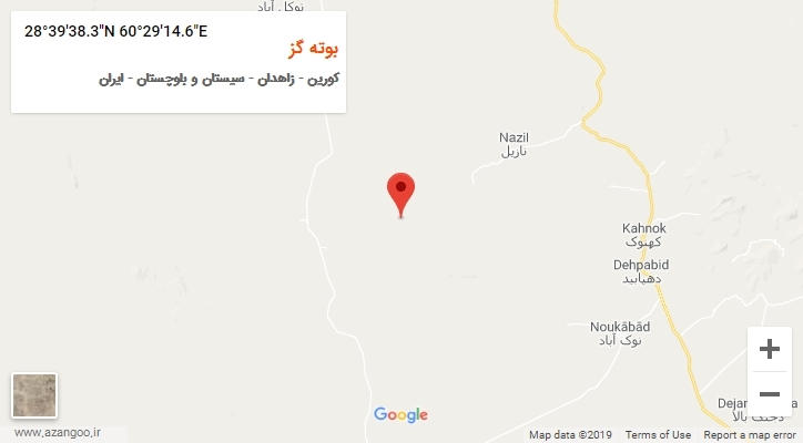 روستای بوته گز بر روی نقشه