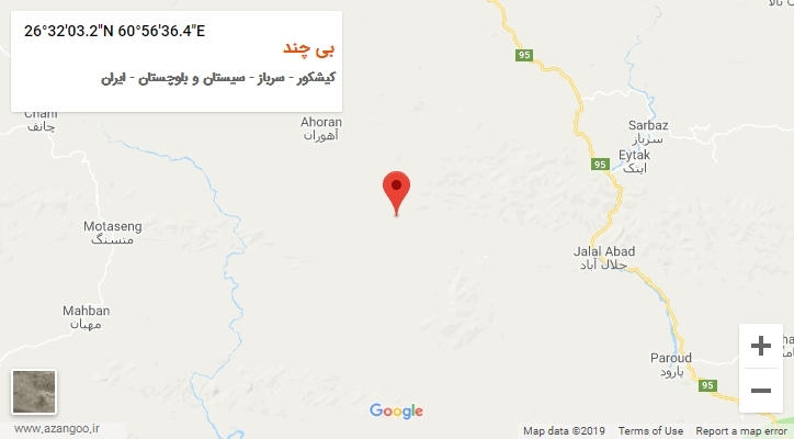 روستای بی چند بر روی نقشه