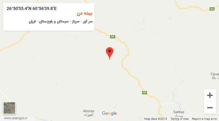 روستای بیده دن بر روی نقشه