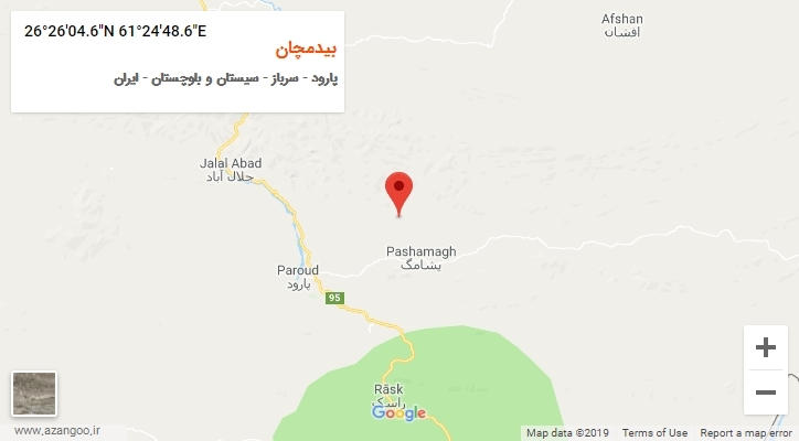 روستای بیدمچان بر روی نقشه