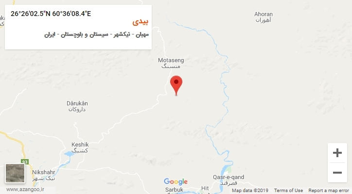 روستای بیدی بر روی نقشه