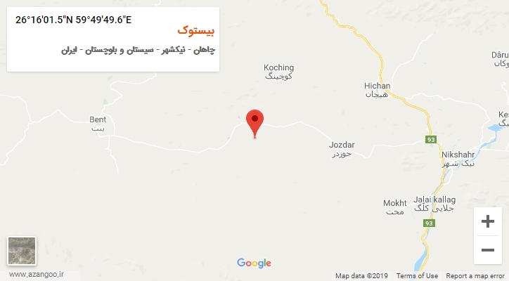روستای بیستوک بر روی نقشه