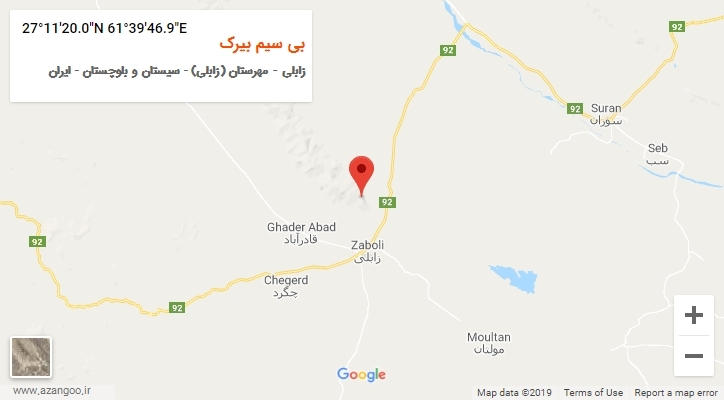 روستای بی سیم بیرک بر روی نقشه