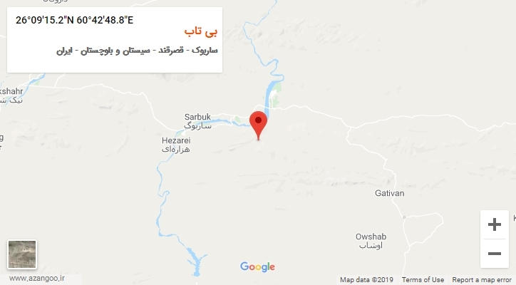 روستای بی تاب بر روی نقشه