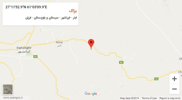 روستای بزاک بر روی نقشه