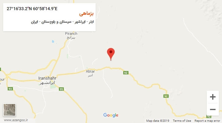 روستای بزماهی بر روی نقشه
