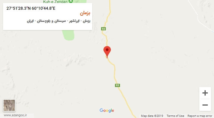 روستای بزمان بر روی نقشه