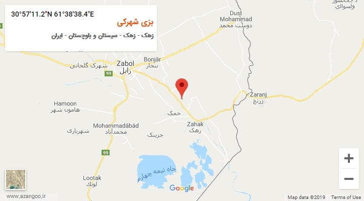 روستای بزی شهرکی بر روی نقشه