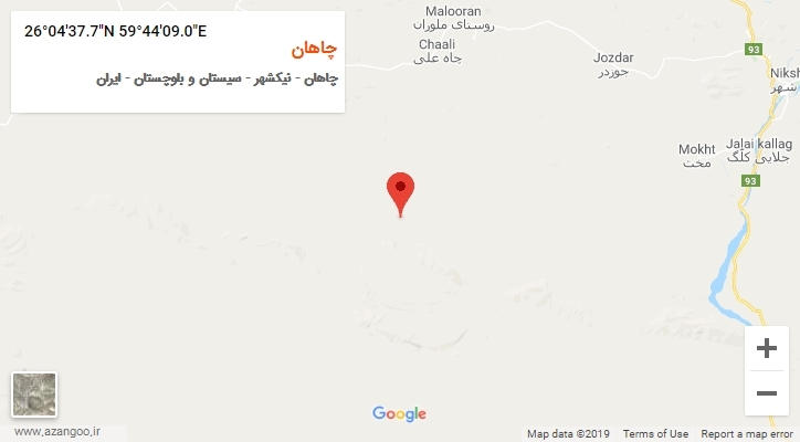 روستای چاهان بر روی نقشه