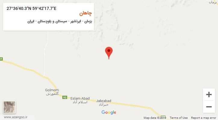 روستای چاهان بر روی نقشه