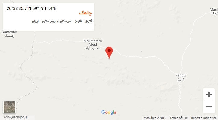 روستای چاهک بر روی نقشه