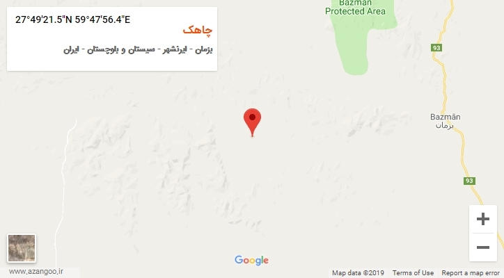 روستای چاهک بر روی نقشه