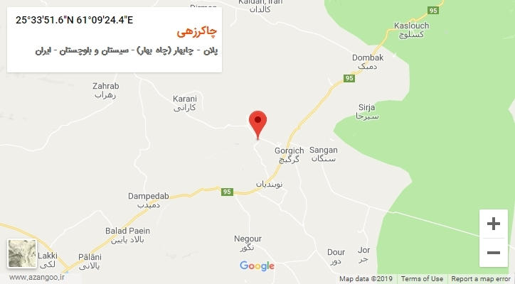 روستای چاکرزهی بر روی نقشه