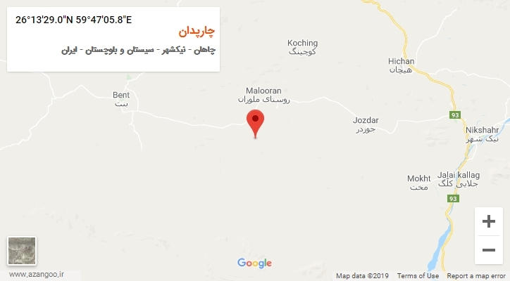روستای چارپدان بر روی نقشه