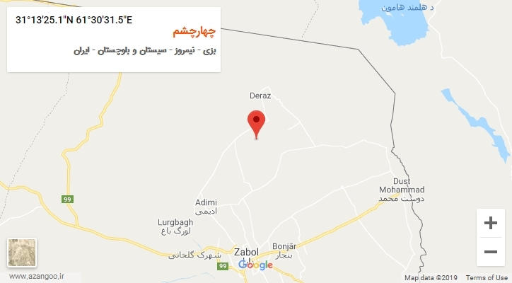 روستای چهارچشم بر روی نقشه