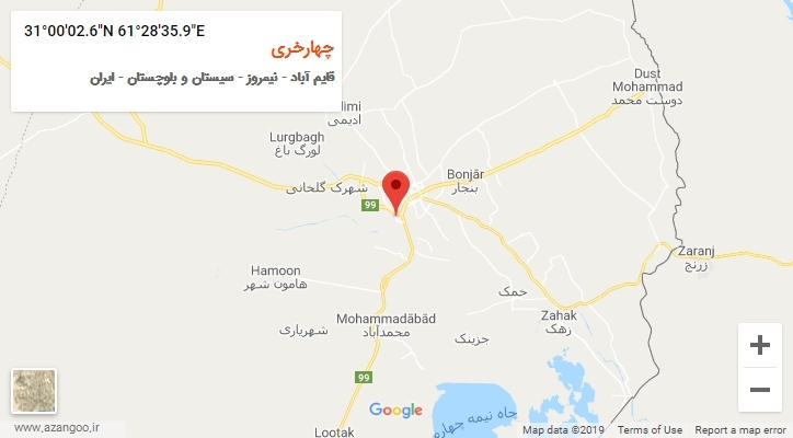 روستای چهارخری بر روی نقشه