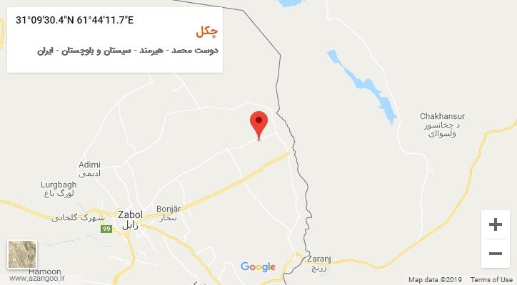 روستای چکل بر روی نقشه
