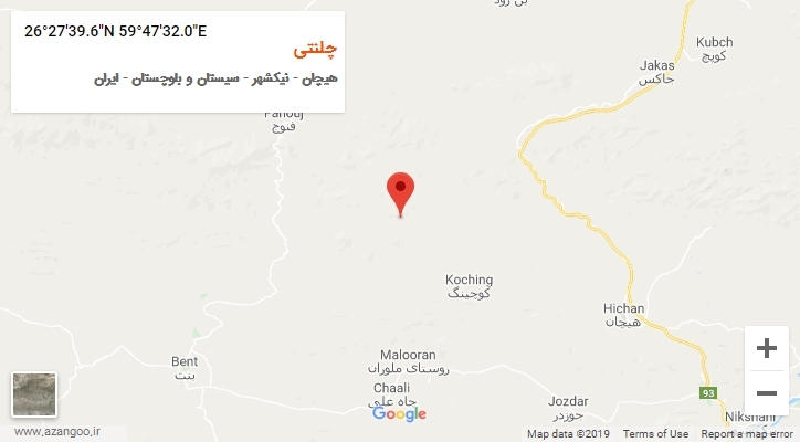 روستای چلنتی بر روی نقشه